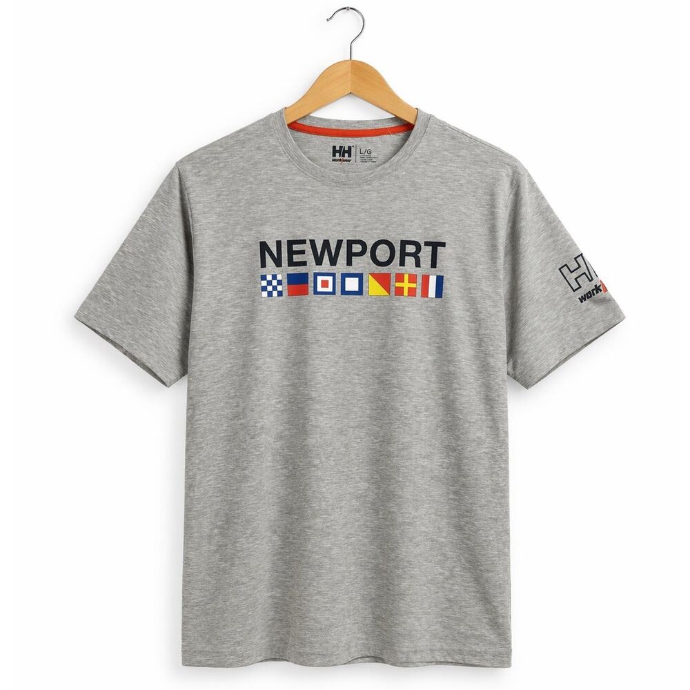 Helly Hansen Mens L Newport Harbor Flags T Shirt Gray Workwear Manchester